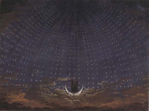 Karl friedrich schinkel Set Design for The Magic Flute:Starry Sky for the Queen of the Night (mk45) Sweden oil painting art